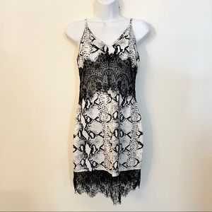 Snakeskin Print and Lace Slip Dress Size Small